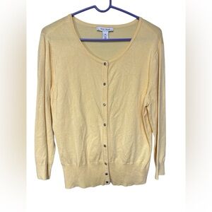 White House Black Market Light Butter Yellow Crewneck Cardigan size XL